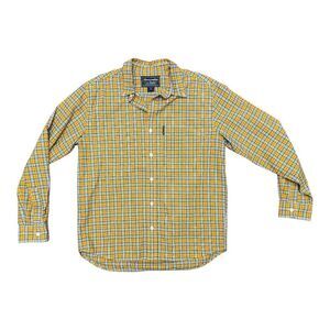 Abercrombie & Fitch Yellow Plaid Long Sleeve Button Up Shirt Sz M Casual Cotton